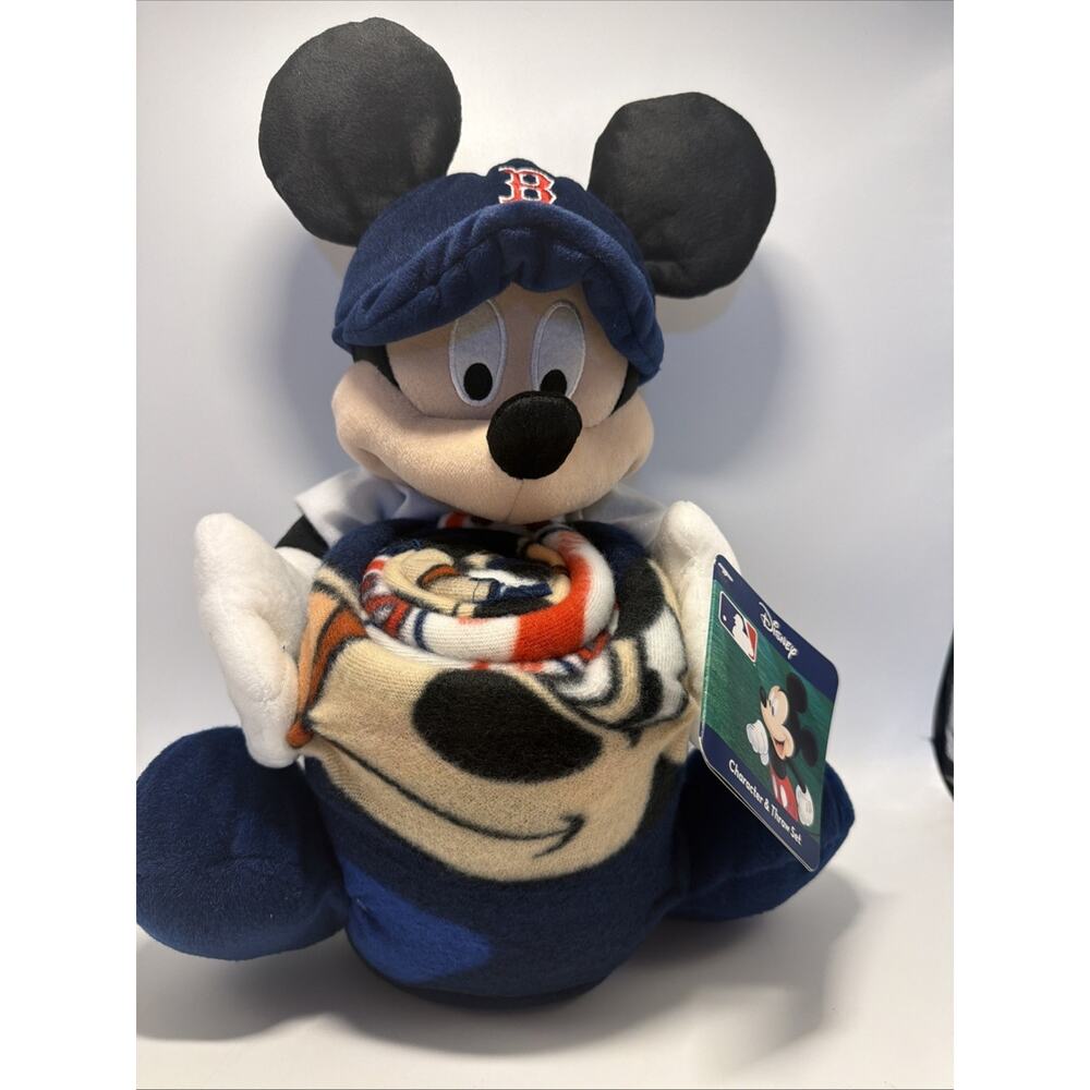 Officially Licensed MLB Co-Branded Mickey MouseHugger+FleeceThrow Boston Redsox